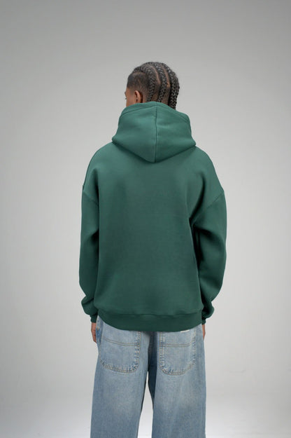 Dark Green Plain Oversized Hoodie