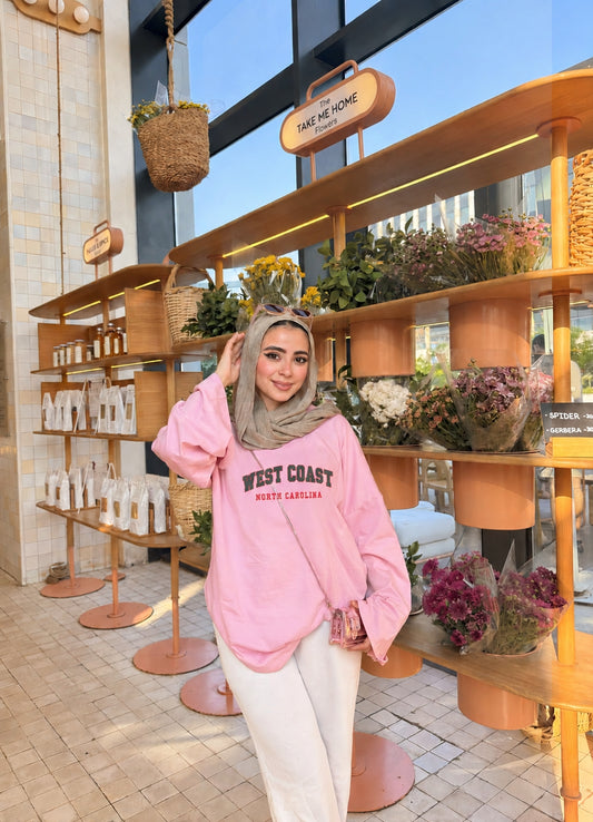 Oversized Pink Long Sleeve T-Shirt