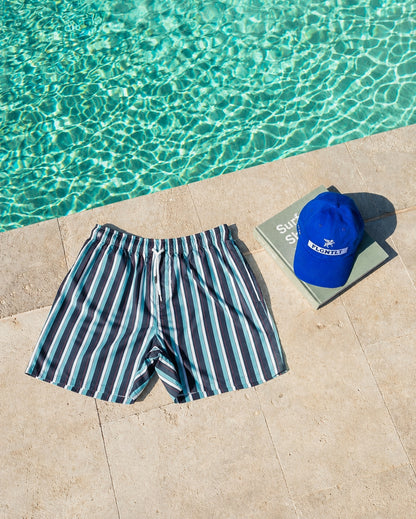 Marble Multi-Stripe Summer Shorts - Blue Mix {pre-order}