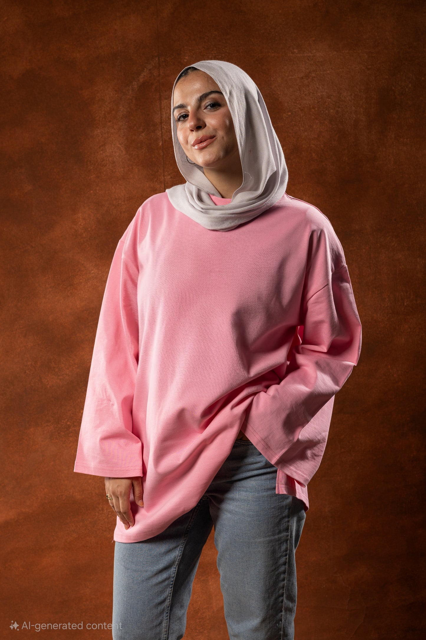 Plain Pink long sleeves oversized T-shirt Summer Milton