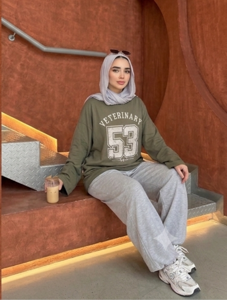 VETERINARY 53 Oversized Long Sleeve Tee - Army