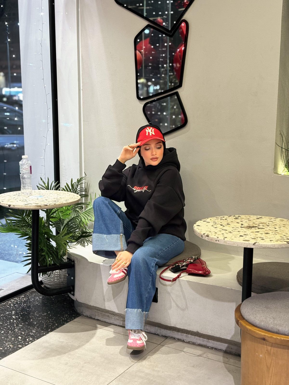 Black “Believe in Yourself” Embroidered Oversized Hoodie