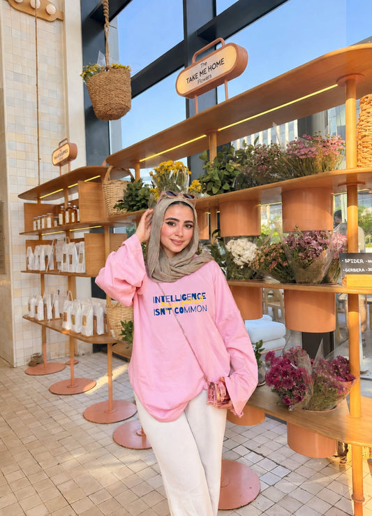 Oversized Pink Long Sleeve T-Shirt