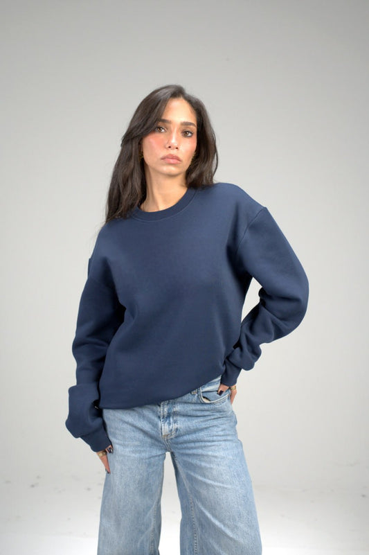 Navy Plain Oversized Sweatshirt