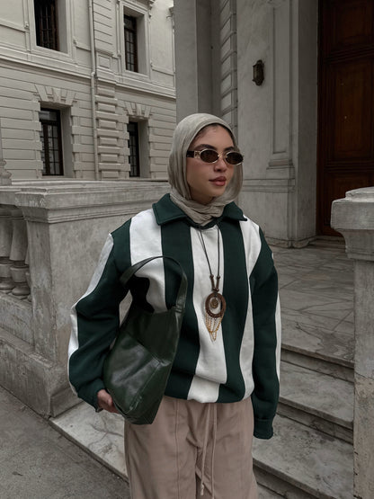 Marble Stripes (Dark green\off white)